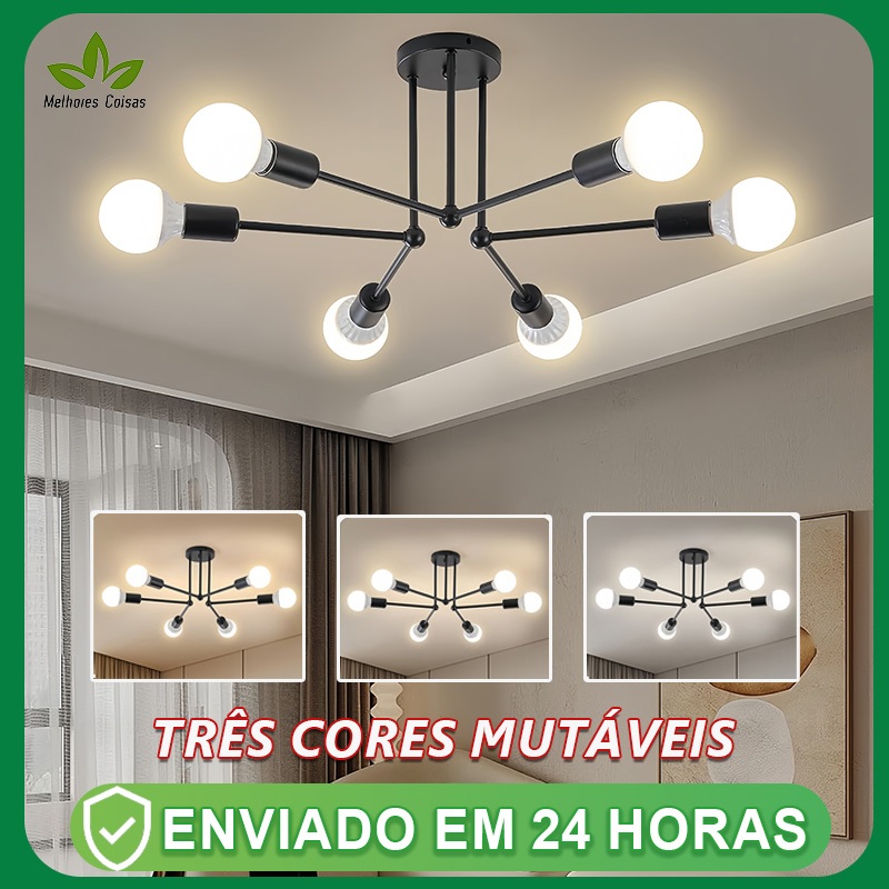 Luminária De Teto Lustre 6 Braços "L",Nórdico Iluminação De Criativa para Sala De Jantar Quarto em Oferta na Shopee