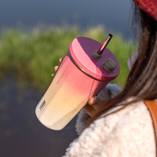 Tyeso Copo Térmico 600ml Gradiente Inox Parede Dupla Mantém Quente/Frio em Oferta na Shopee