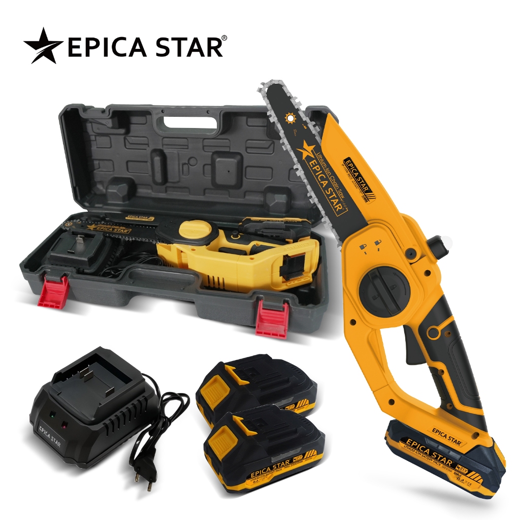 Motosserra 21V 1200W 8" Brushless | 2 Baterias | Corte Potente em Oferta na Shopee