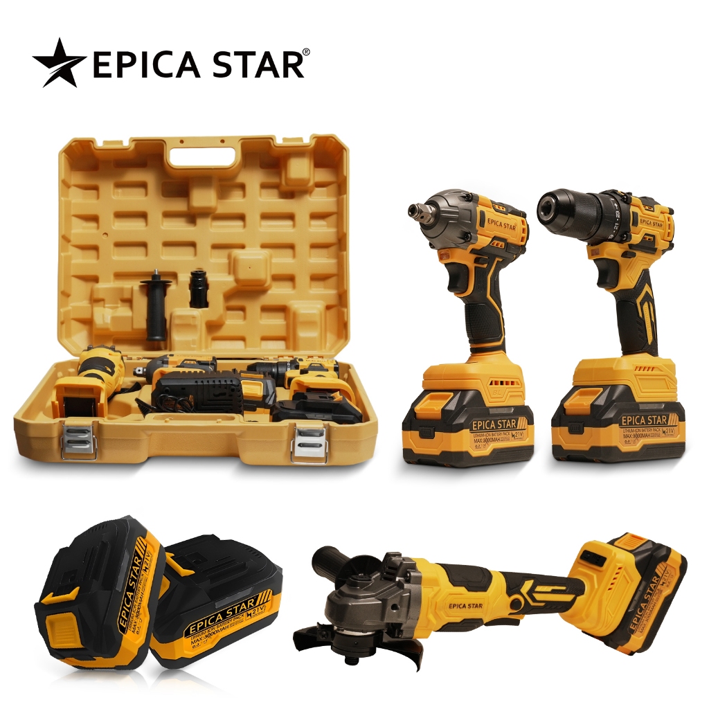 Kit 3em1 21V Brushless | Esmerilhadeira + Parafusadeira c/ Chave 1/2" em Oferta na Shopee