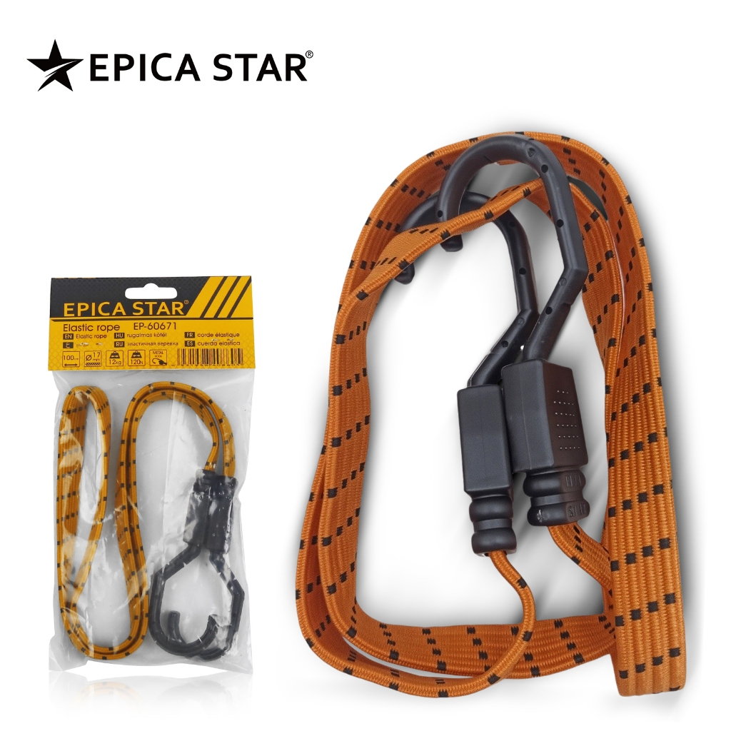 Corda Elástica Plana 100cm com Gancho - Para Carga, Resistente e Durável