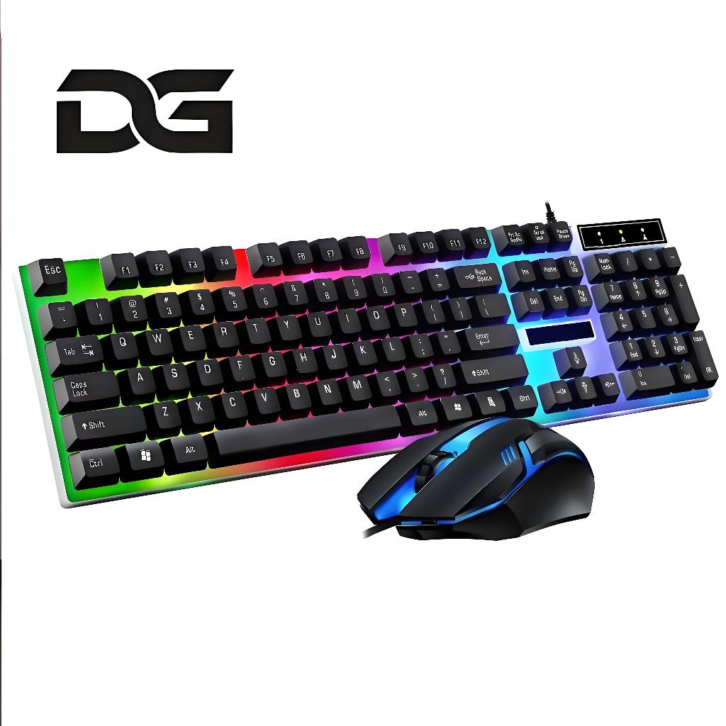 Kit Gamer Teclado e Mouse Iluminação RGB Com Fio USB Semi Mecânico PC Notebook H8
