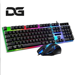 Kit Gamer Teclado e Mouse Iluminação RGB Com Fio USB Semi Mecânico PC Notebook H8
