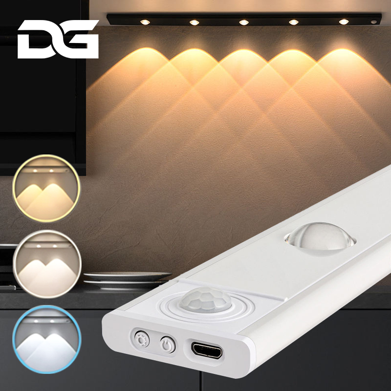 3 Cores Luz de LED com Sensor Recarregável Sem Fio 60cm Ultra Fina para Armário e Magnética F9