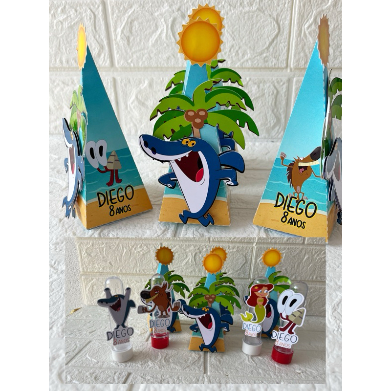 Caixa Pirâmide Zig Sharko ,lembrancinha Festa Infantil Personalizada,Facil montagem,Pronta para uso,Caixinhas Decoradas