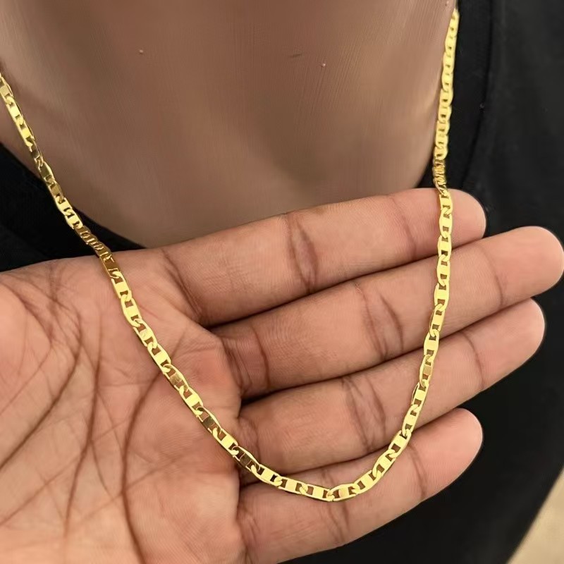 Corrente Masculina Piastrine Fina 1,2mm – Colar de 60/70cm Banhado a Ouro 18K em Oferta na Shopee