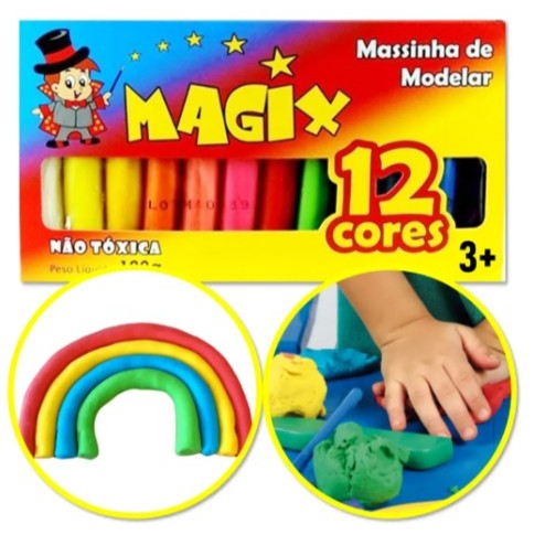 Massinha De Modelar Magix 180g Com 12 Cores, Produto Atóxico Colorida em Oferta na Shopee