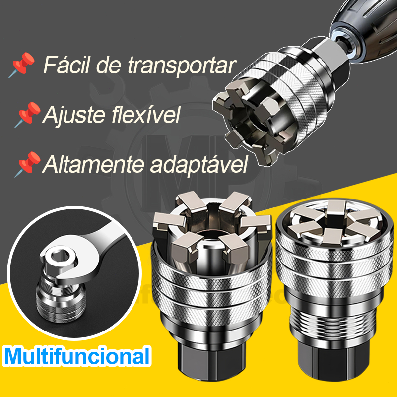 Soquete Universal Ajustável 10-19mm Encaixe 3/8", para Furadeira Catraca Reparos Automotivos e Domésticos