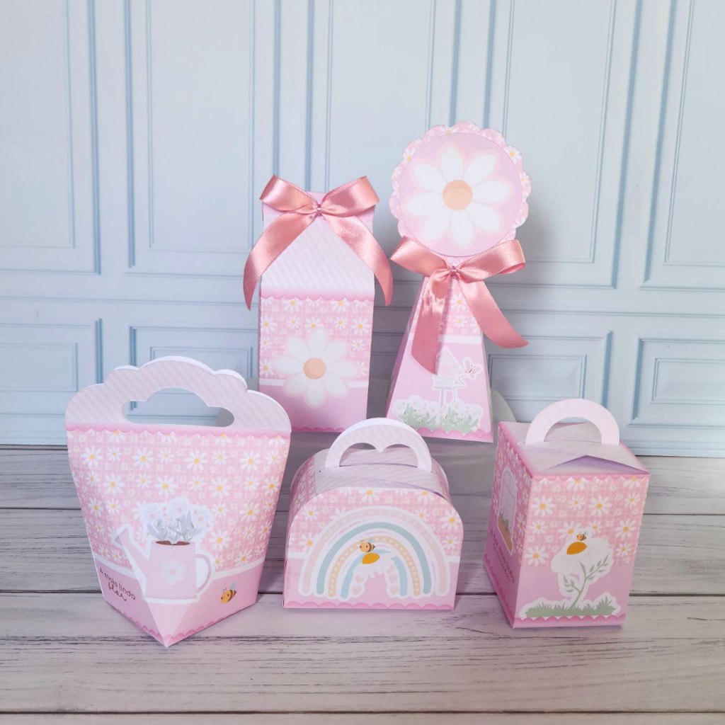 Kit festa  lembrancinhas 20 Caixinhas Personalizadas  Jardim das Margaridas  MONTADAS