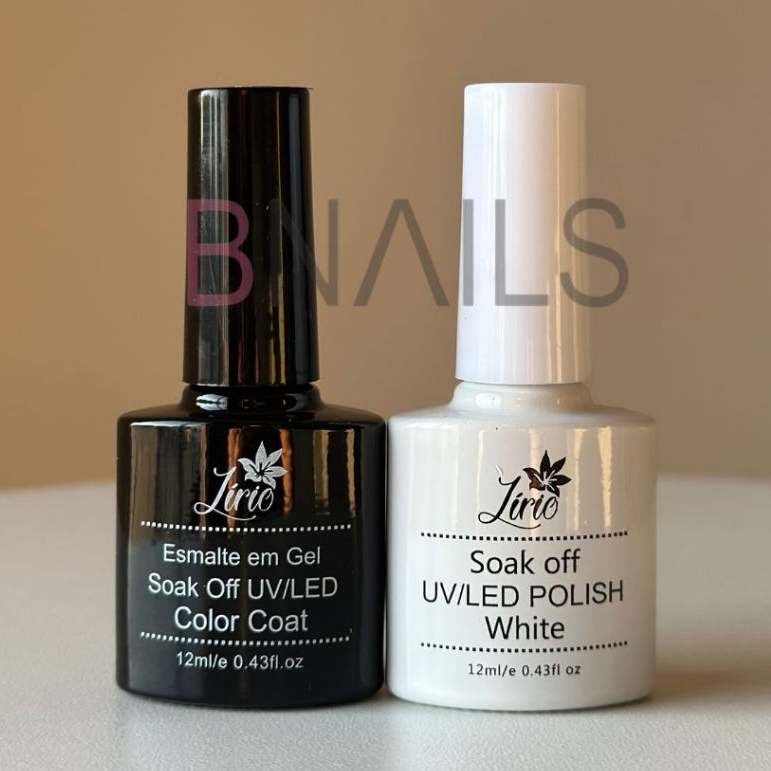 Kit Esmalte Em Gel Lirió Preto e Branco Soak Off Uv/Led com ANVISA