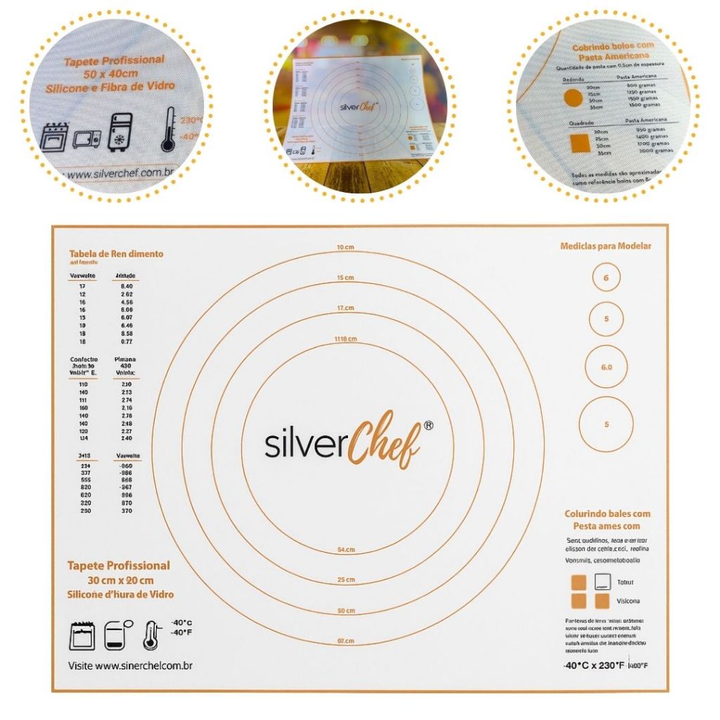 TAPETE DE FIBRA DE VIDRO E SILICONE 50X40 SILVER em Oferta na Shopee