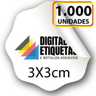 1000 Etiquetas Adesivas, Rótulos Personalizados - 3x3 cm em Oferta na Shopee