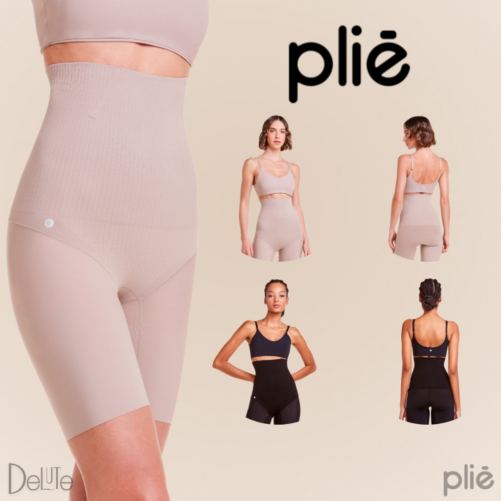 Bermuda Cintura Alta Plié Feminina Modeladora Abdominal com Mini Barbatanas Reduz Medidas Control