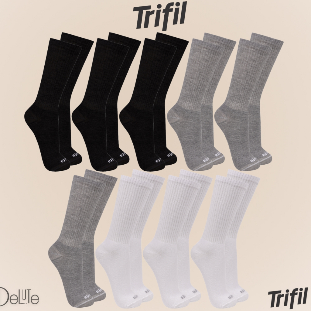 Kit com 9 Pares de Meias Modelo Cano Longo Trifil Sport Lisa Básica Calcanhar Verdadeiro Esportiva em Oferta na Shopee
