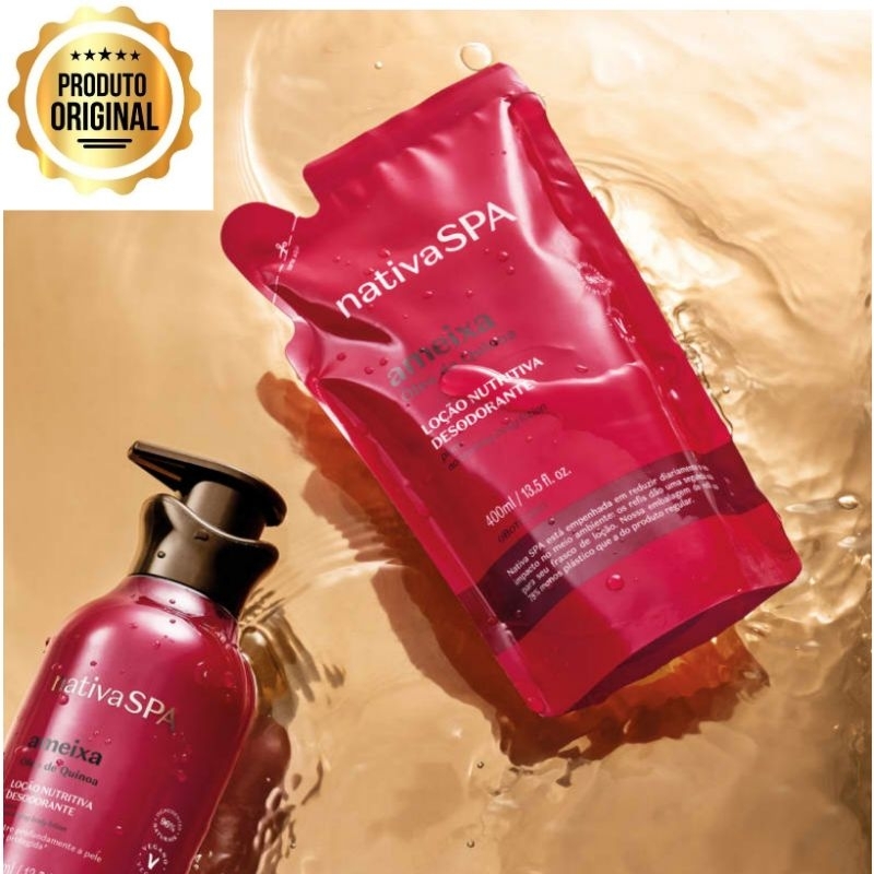 Combo Nativa Spa Ameixa: Loção Corporal hidratante 400ml + Refil 400ml, o boticário original.