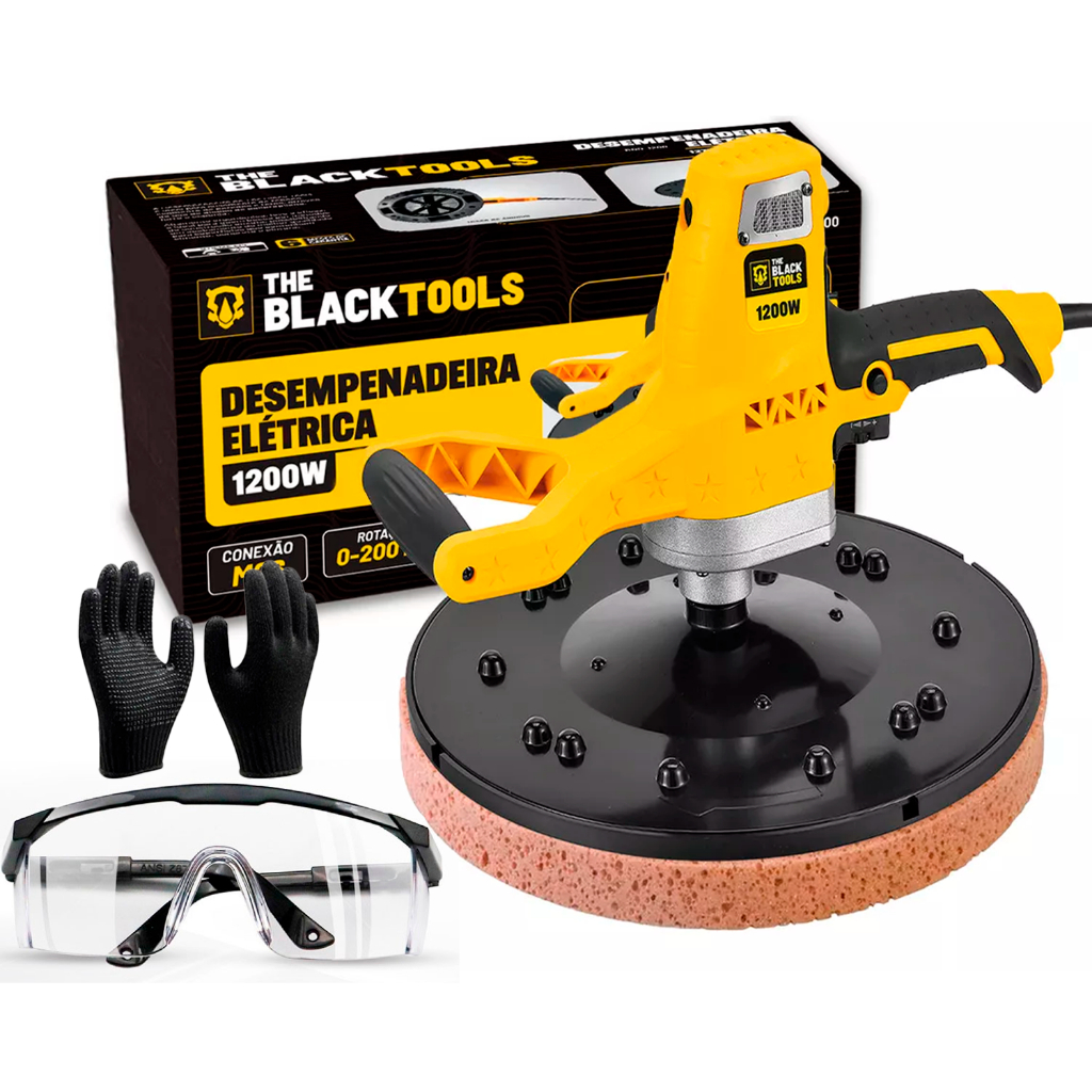 Desempenadeira Elétrica Para Reboco E Parede 1200w The Black Tools 220V + Kit Epi Óculos + Luvas em Oferta na Shopee