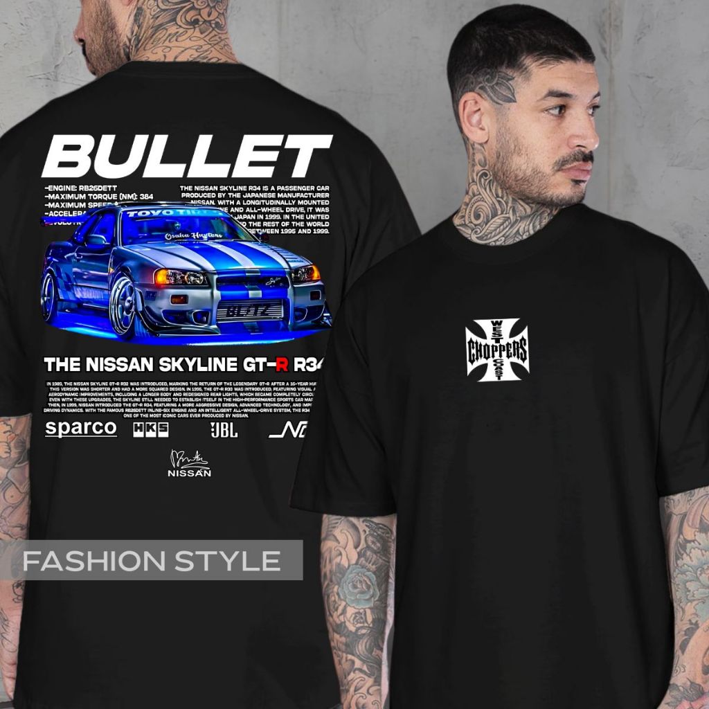 Camiseta Gtr R34 Carro Brian O'Conner Bullet Choppers Paul Walker Skyline Velozes Toretto Furiosos Jdm em Oferta na Shopee