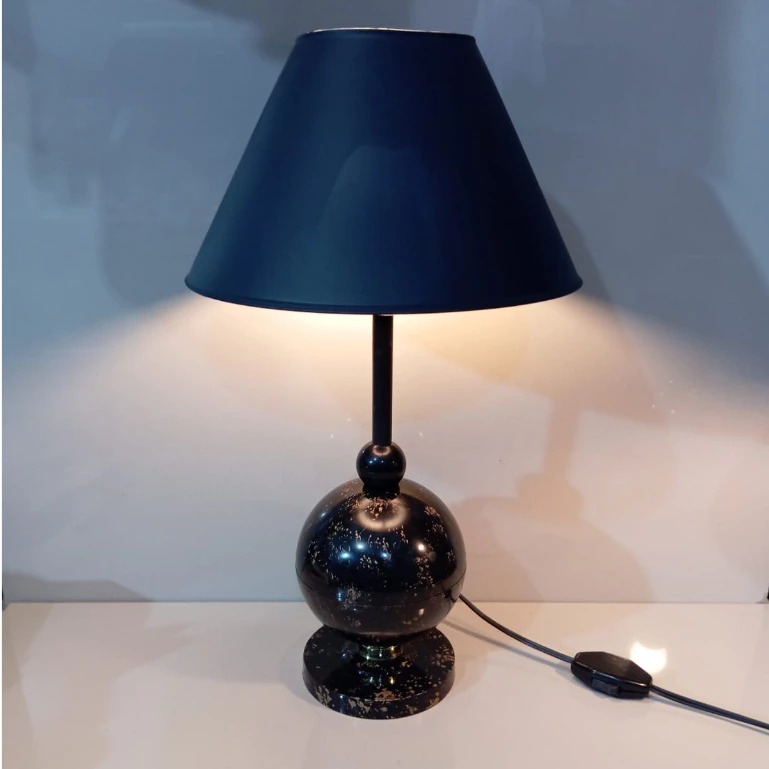 Abajur Luminaria Esfera Minimalista Quartzo Luxo - Para Mesa Cabeceira Quarto - Luz E Estilo