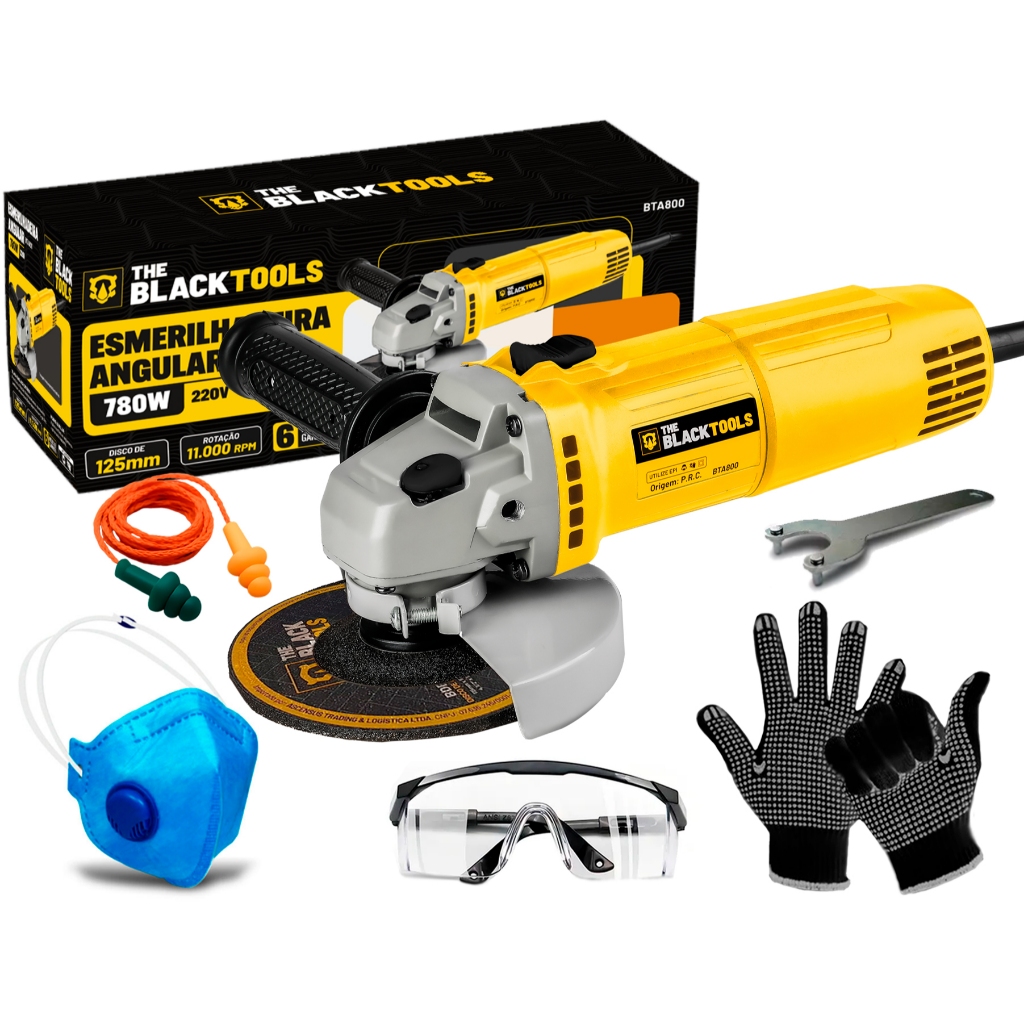 Esmerilhadeira Lixadeira Elétrica 4.1/2  Pol. Com Acessórios The Black Tools