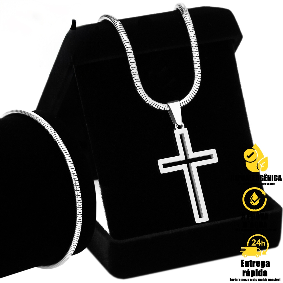 TB Colar Kit Masculino de Aço Inoxidável com Corrente Pulseira com Destaque para o Pingente