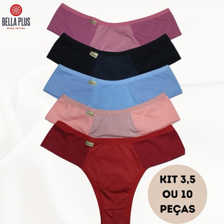 Kit 10 Calcinha Cotton Confort Algodão Tanga Básica Feminina Conforto