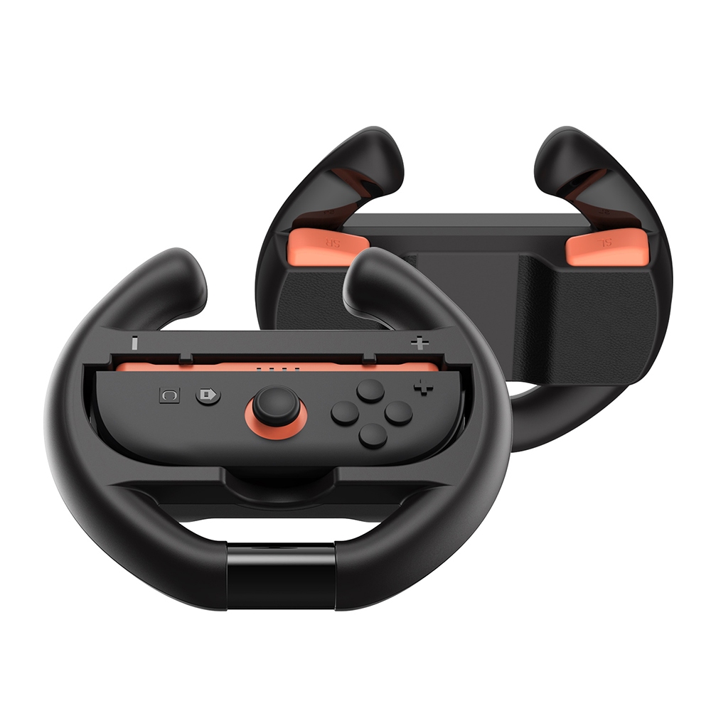 Kit Suporte Mão Par de Controle Volante Grip Preto para Joy-Con Nintendo Switch 2 Corrida Ergonômico