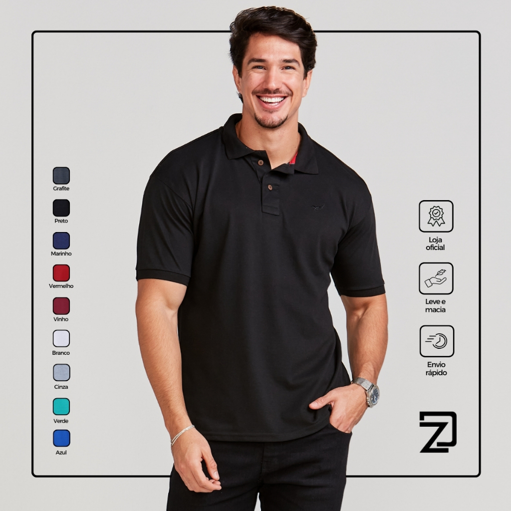 Camisa Polo Básica Masculina Piquet Slim