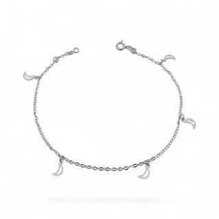 Tornozeleira Prata 925 Legítima Luas Vazadas Penduradas em Oferta na Shopee