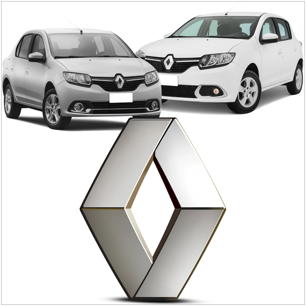 Emblema Dianteiro Sandero 2008 A 2014 Logan 2012 a 2014 Logo Cromado Grade Radiador