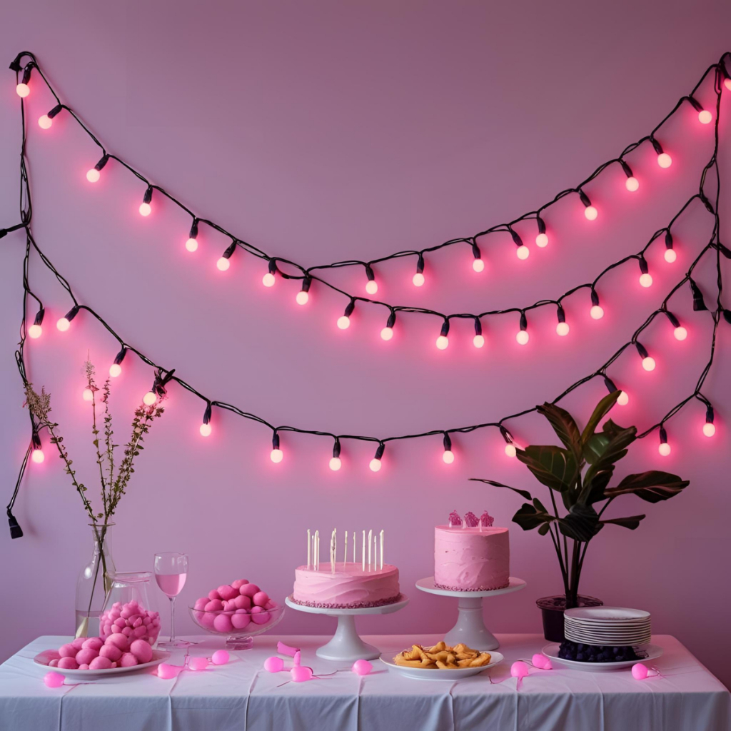 Luz De Natal Pisca pisca Luminária de Cordão Led Varal de luz bolinhas Luz Rosa Fixa Decoração Estúdio Ensaio foto em Oferta na Shopee