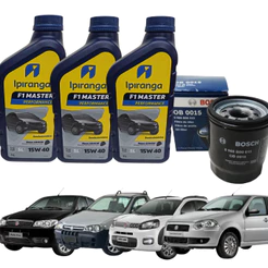 Kit Troca de Oleo Motor Fiat Uno Strada Siena Palio Fiorino Doblo Fire Evo 1.0 1.4 8v Ipiranga 15w40 Semi sintético