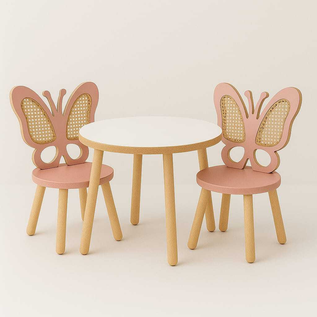 Mesa com 2 cadeiras modelo borboleta em mdf e talagarça em Oferta na Shopee
