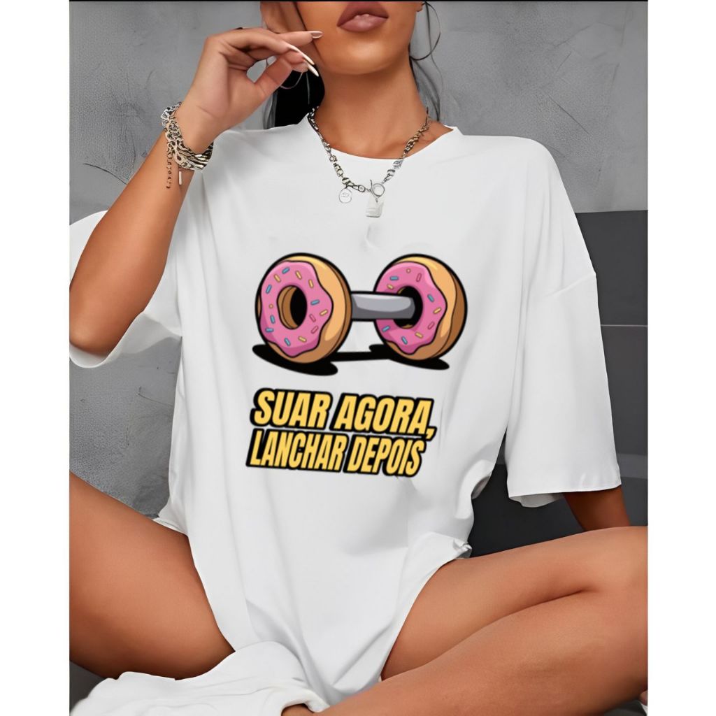 Camiseta Camisa Tshirt 100% Algodão Gym Treino Academia Musculação Fitness Oversized Rosquinha em Oferta na Shopee