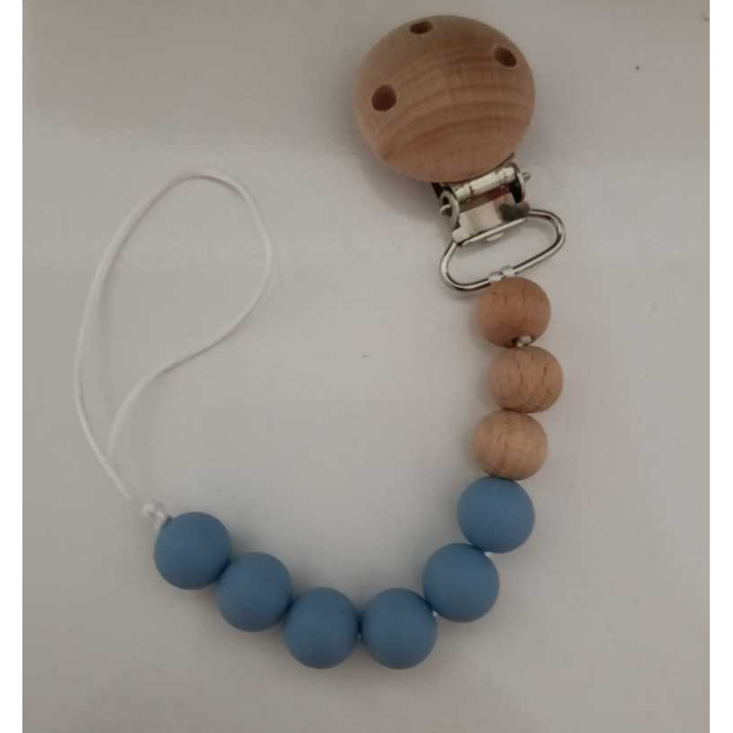 Prendedor De Chupeta de Segurança para Bebes  Silicone E Bambu