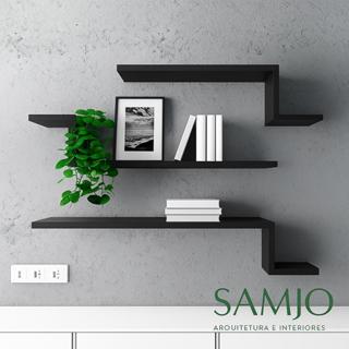 Kit com 3 Prateleiras Z de Parede – MDF Preto | Ideal para Quarto, Sala e Banheiro em Oferta na Shopee