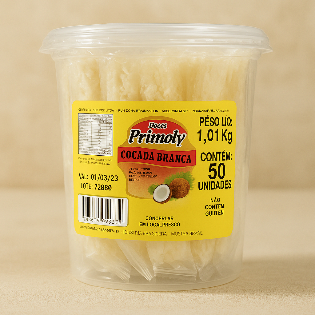 Cocada Branca Quadrada C/50 Unidades - Primoly em Oferta na Shopee