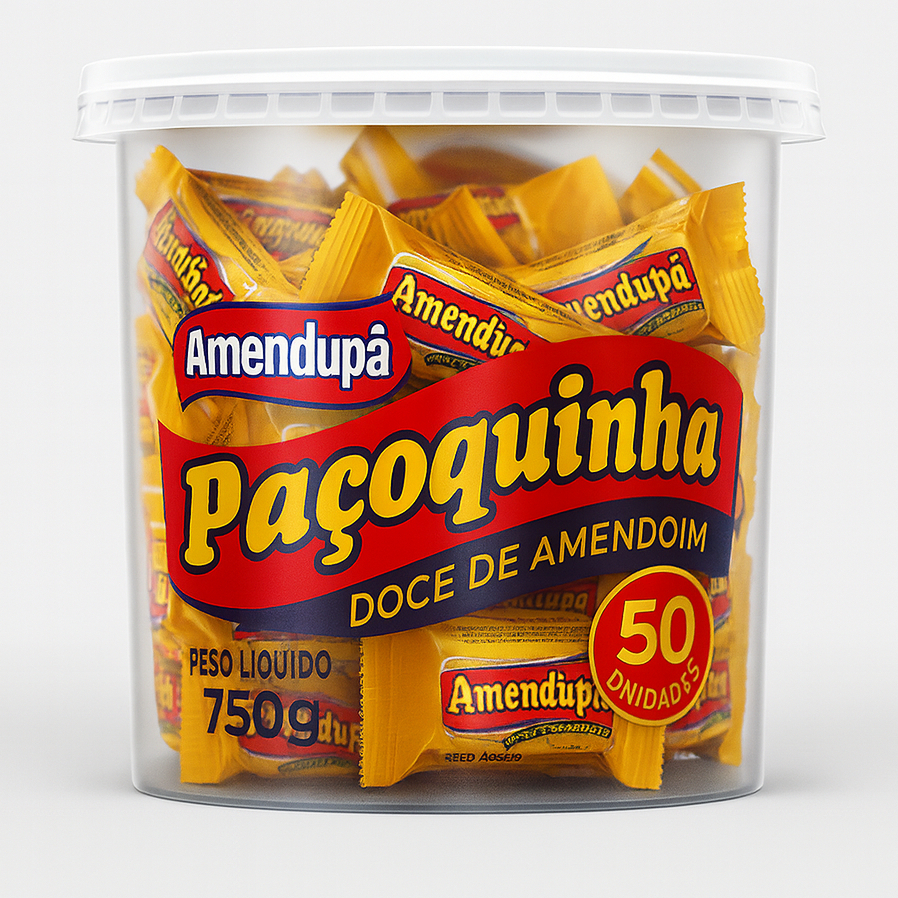 Paçoca Rolha Embrulhada Doce de Amendoim 50/Unidades 750Gr - Amendupã