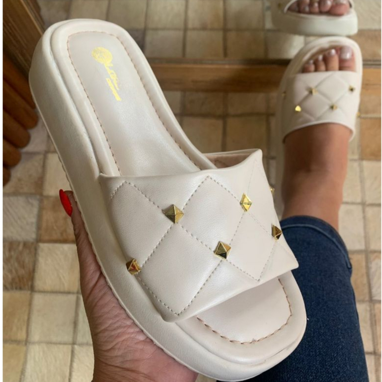 Sandália Papete Feminina com Spike Tamanco Birken Plataforma Flat Confortavel em Oferta na Shopee