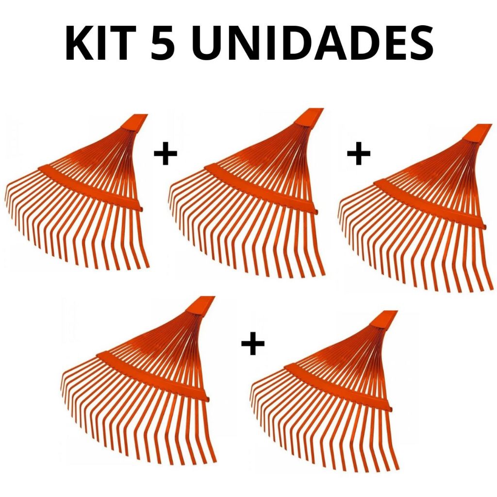 KIT 5  Vassouras Metálica para Grama e Jardim  (22 Dentes)