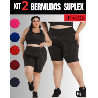 Kit 02 Bermuda Legging Feminina Cós Alto Suplex do P ao G3 Shorts Academia Corrida Plus Size Curve em Oferta na Shopee