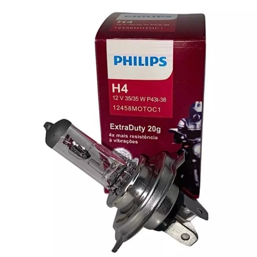 Philips Extra Duty Lâmpada H4 Farol Original ((ROX)) em Oferta na Shopee