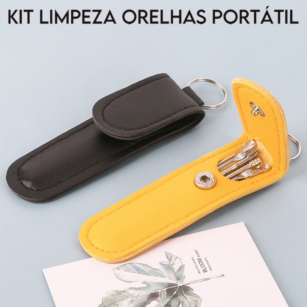 Kit Limpeza de Ouvido, Removedor de Cera, Kit de Ferramentas + Capa de Couro. em Oferta na Shopee