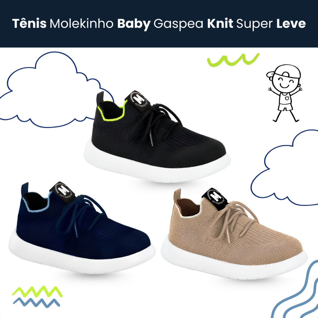 Sapatênis Baby Molekinho Knit Leve Ajuste Perfeito Tecnologia Abraça os Pés Conforto Resistente