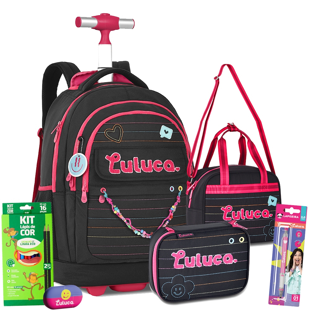 Kit Mochila Rodinhas Coleção Youtuber Luluca Estojo Box e Lancheira Térmica Escolar  2025 Meninas em Oferta na Shopee
