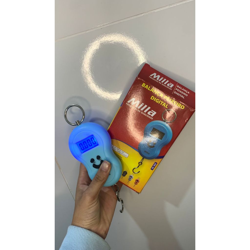 Balança Portátil Profissional Capacidade 50kg com Gancho Resistente Tara Automática Ideal para Pesca