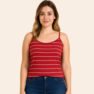 Blusa Regata em Viscose  Feminina Listrada Cereja Rosa em Oferta na Shopee