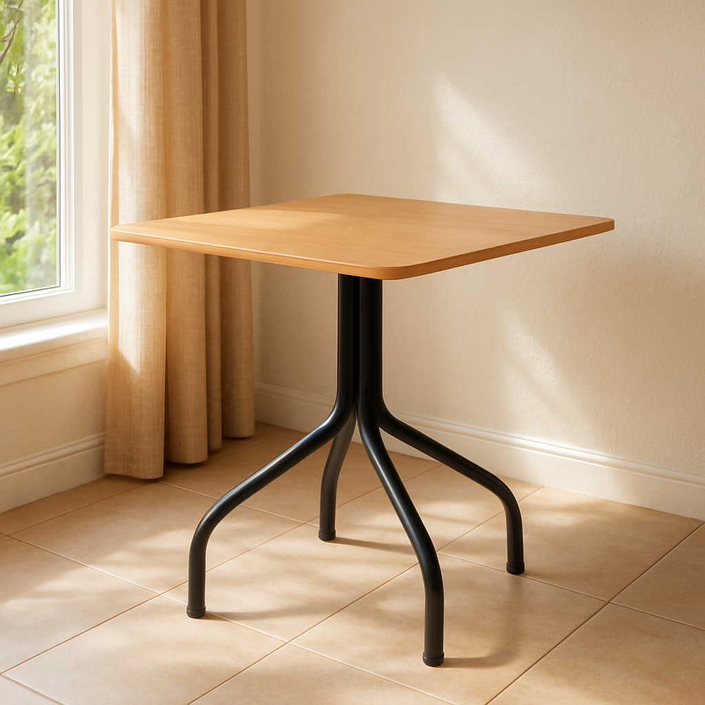Mesa Moema Imbuia Base Preta 70 cm Quadrada Restaurante Bar Cozinha Sorveteria Açaiteria