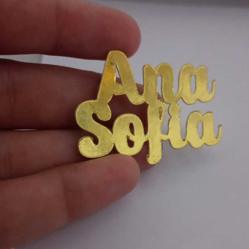 APLIQUE  NOME DOURADO 5 CM-PAPEL LAMICOTE DOURADO PARA LEMBRANCINHAS