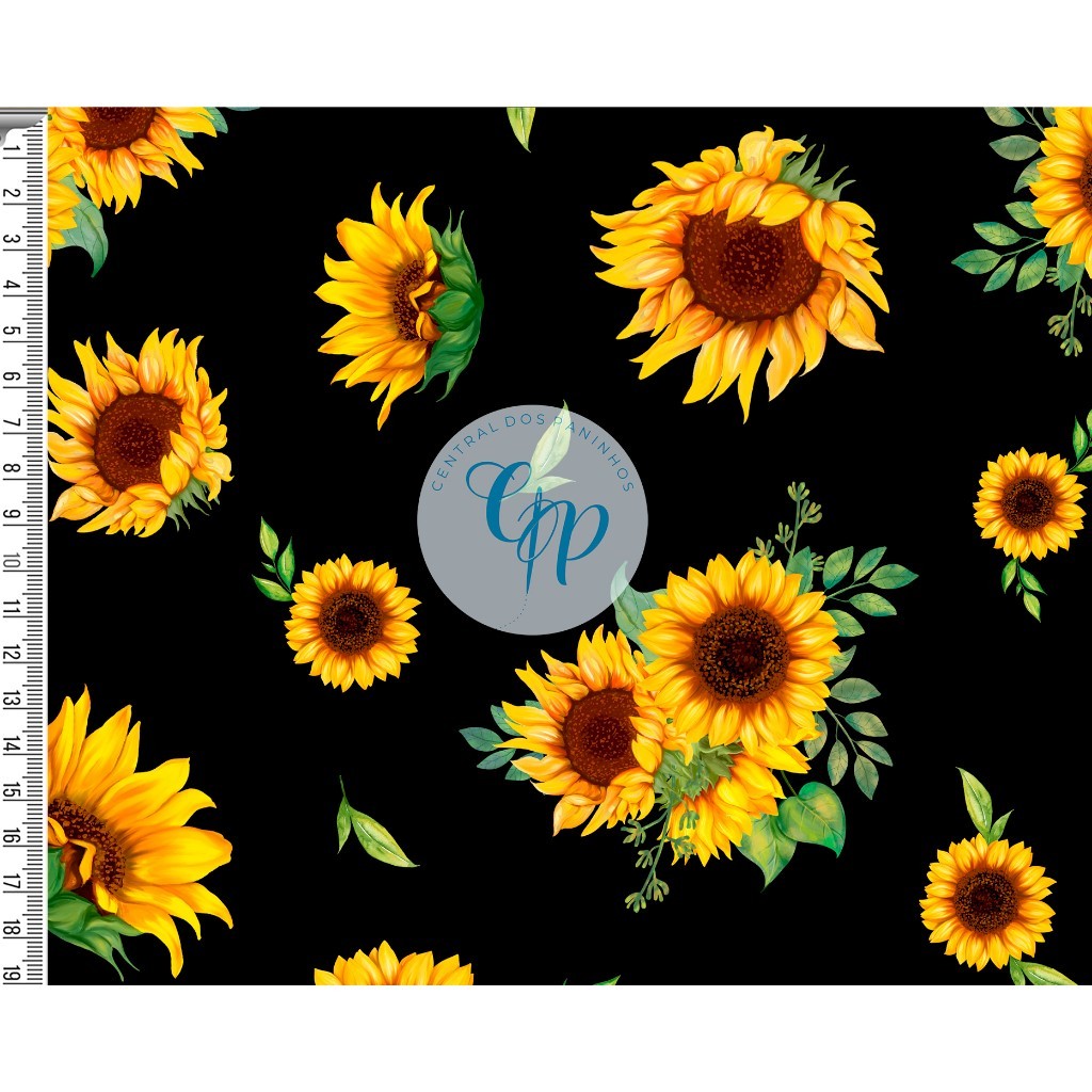 Tecido OXFORD estampado digital - Girassol em Oferta na Shopee