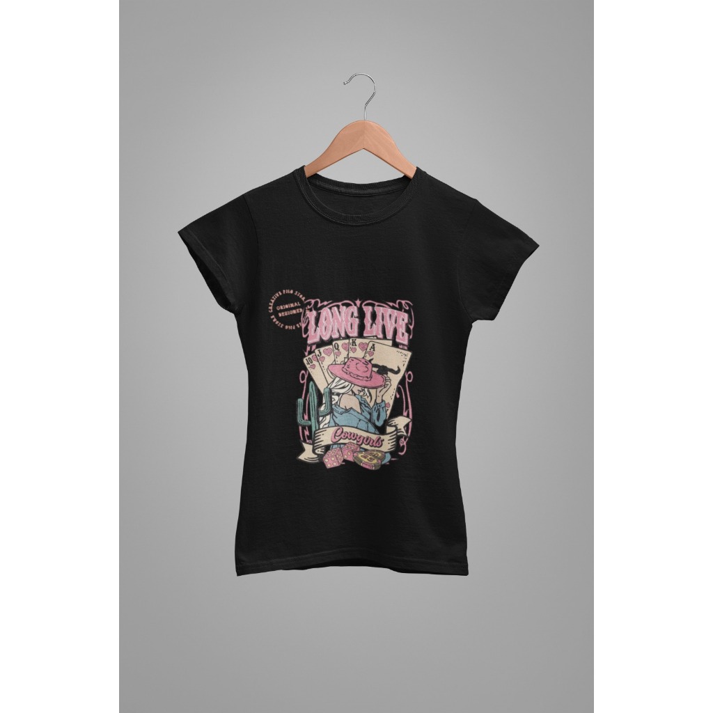 Baby Tee Y2K Feminina- Estampa Long Live, Conforto Elástico e Versátil para Primavera/Verão/Outono